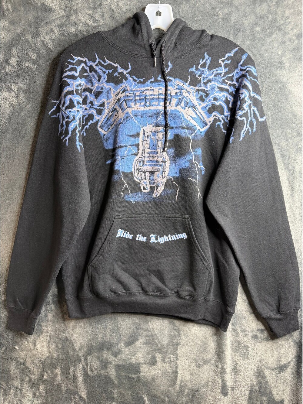 Metallica Ride The Lightning Lightning Bolts Hoodie Sz Medium